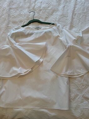 COS White Women's Cotton Top with Clean Neckline